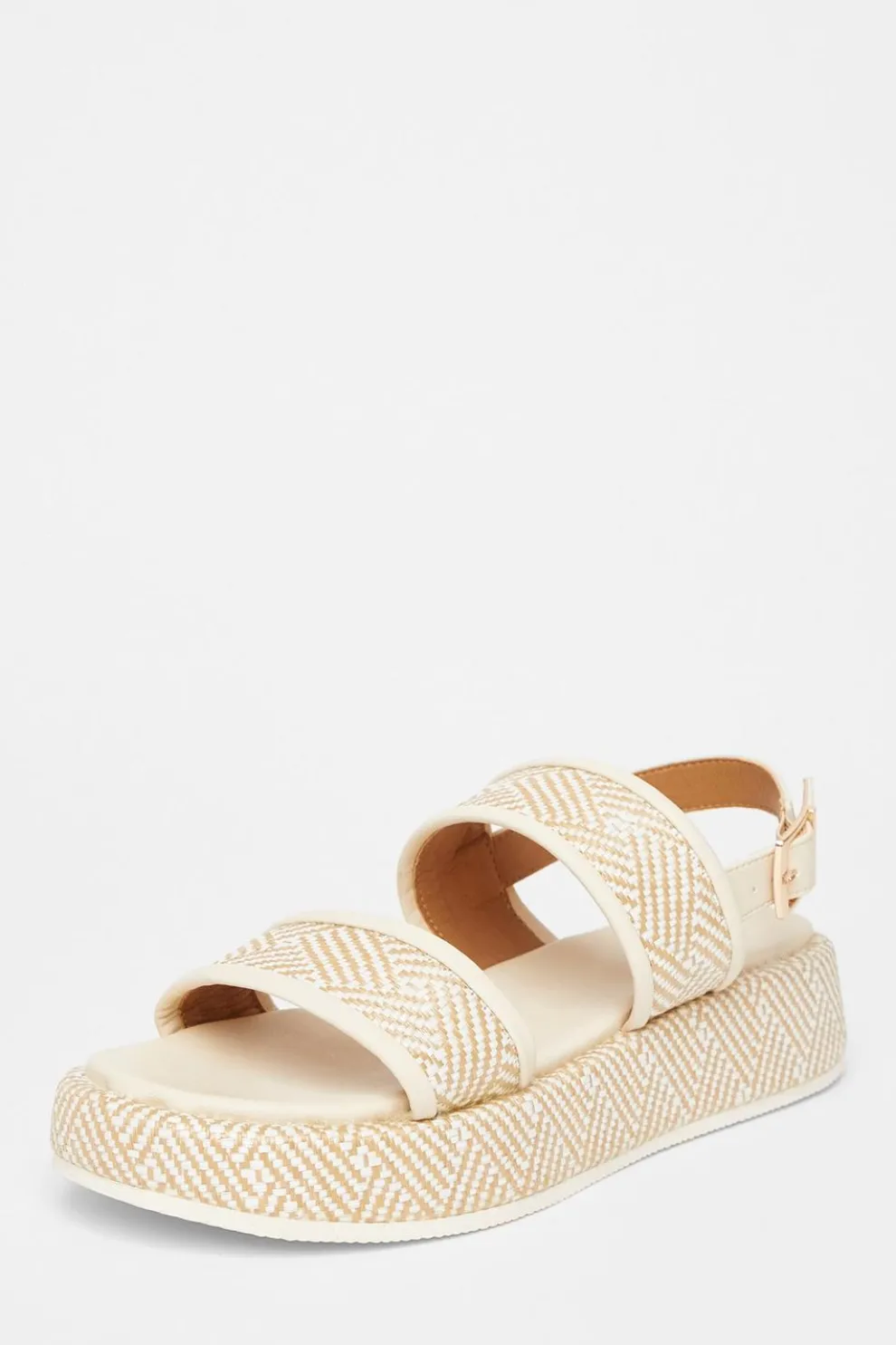 Beige Aztec Double Strap Flatform Sandals