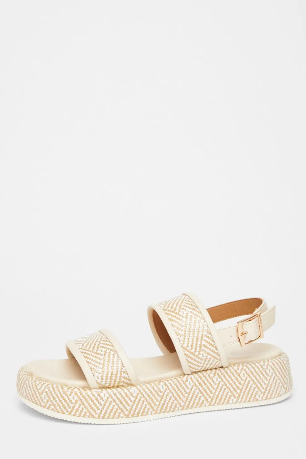 Beige Aztec Double Strap Flatform Sandals
