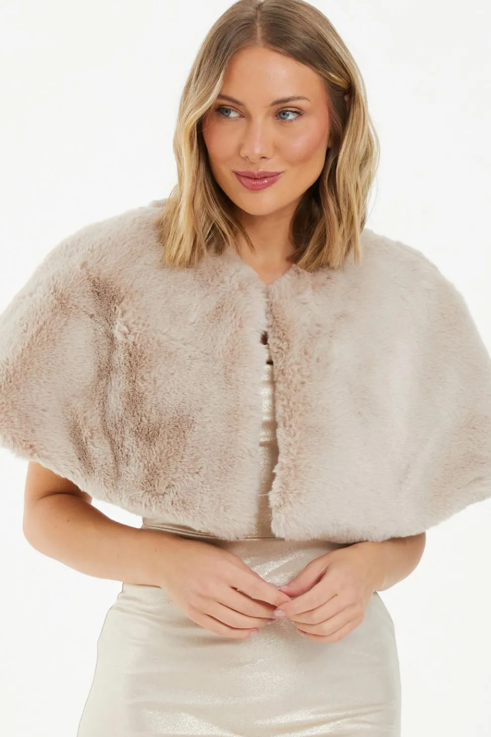 Beige Faux Fur Wrap
