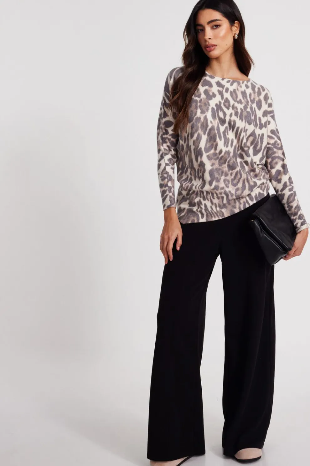 Beige Knit Leopard Print Jumper