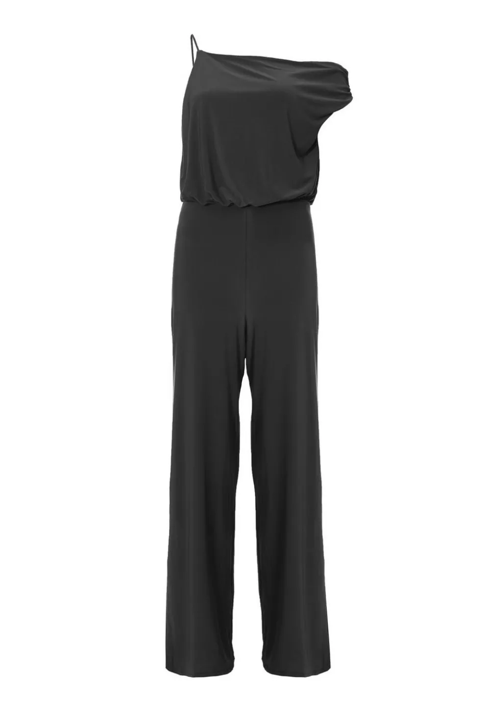 Black Asymmetric Draped Jumpsuit