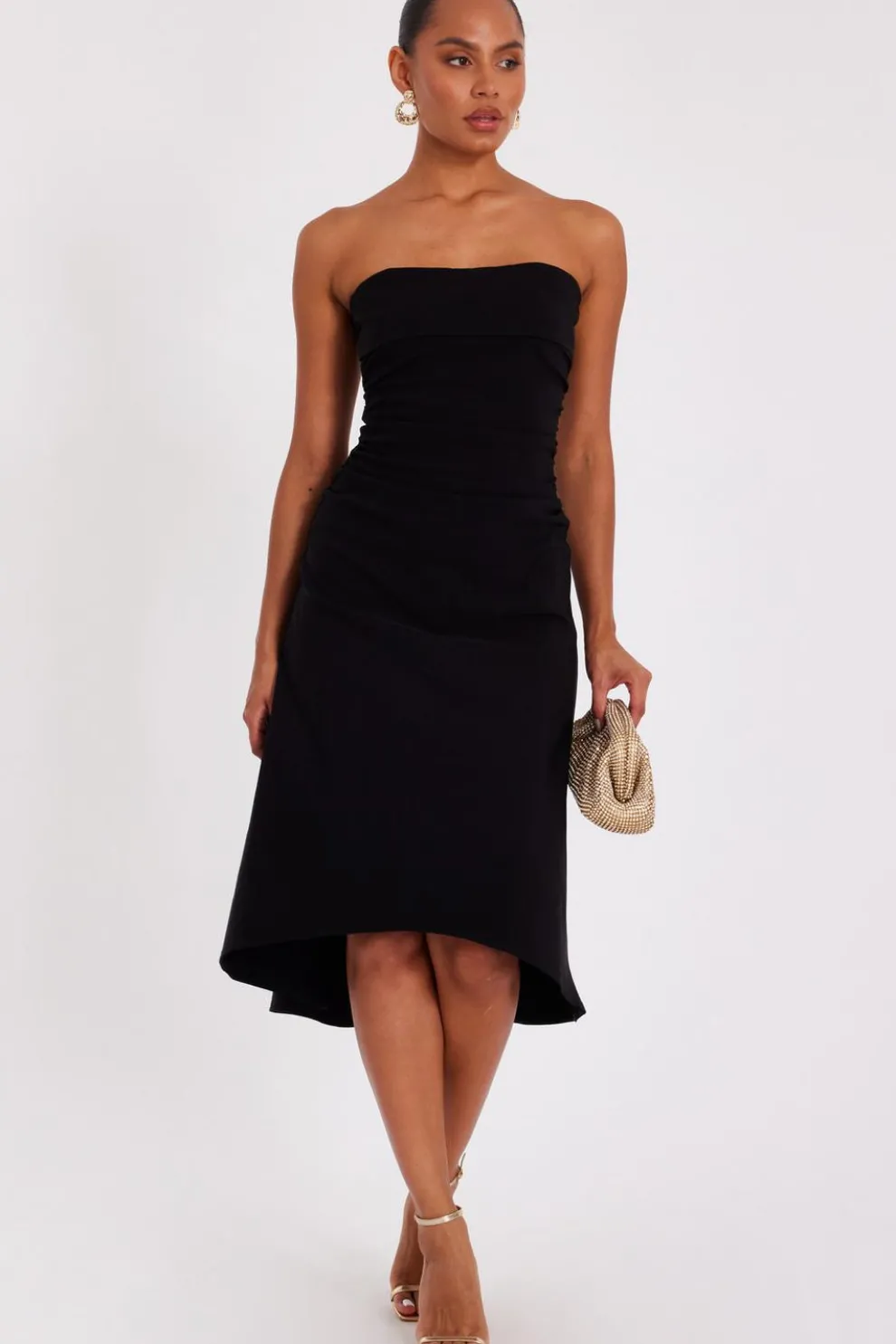 Black Bandeau Midi Dress