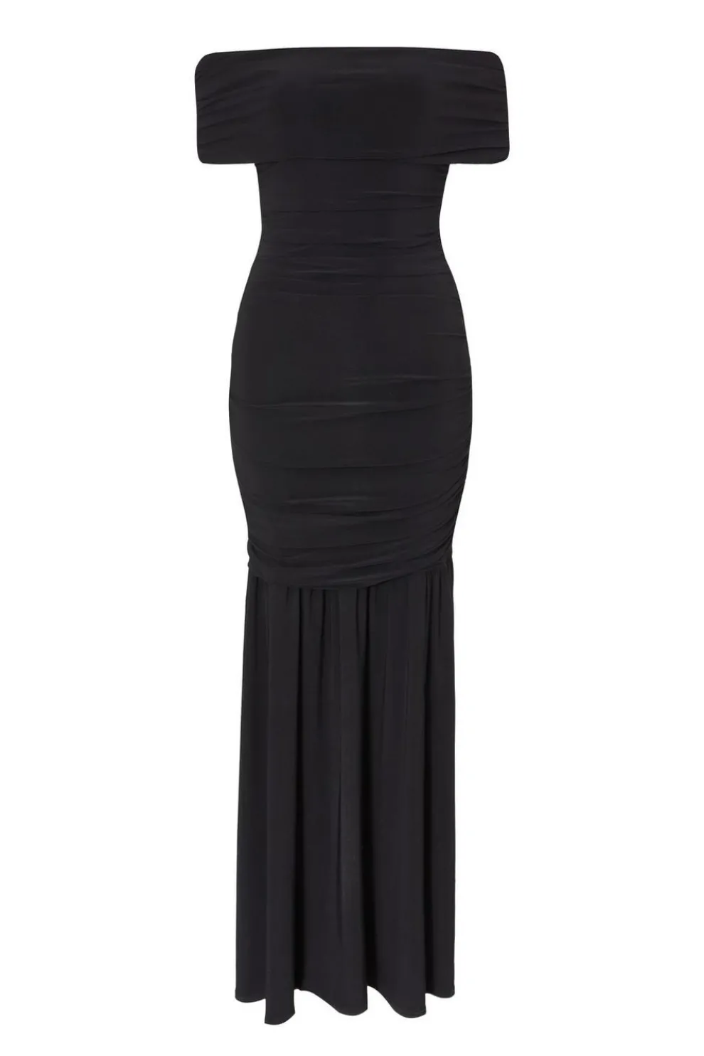 Black Bardot Drop Waist Maxi Dress
