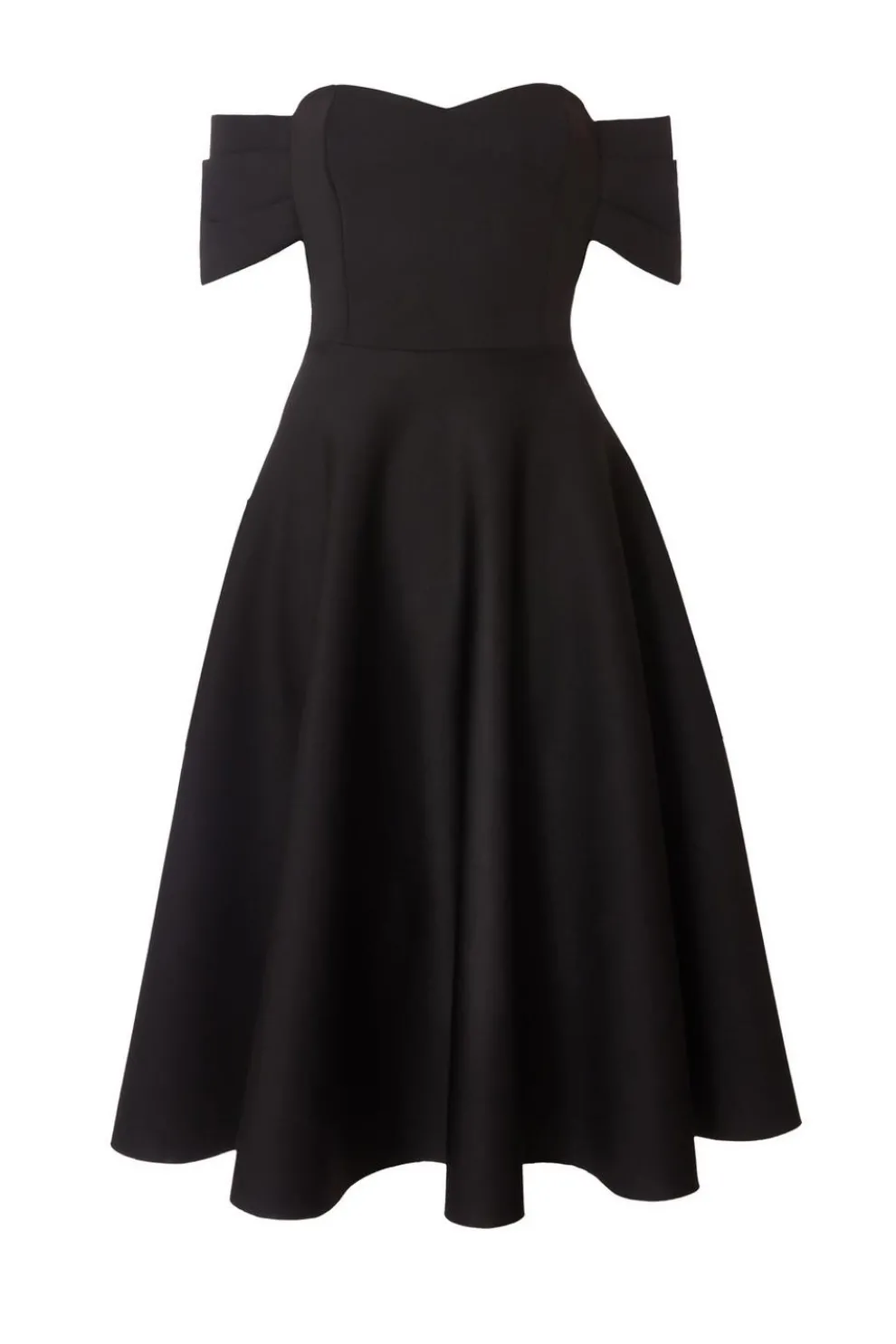 Black Bardot Midi Skater Dress