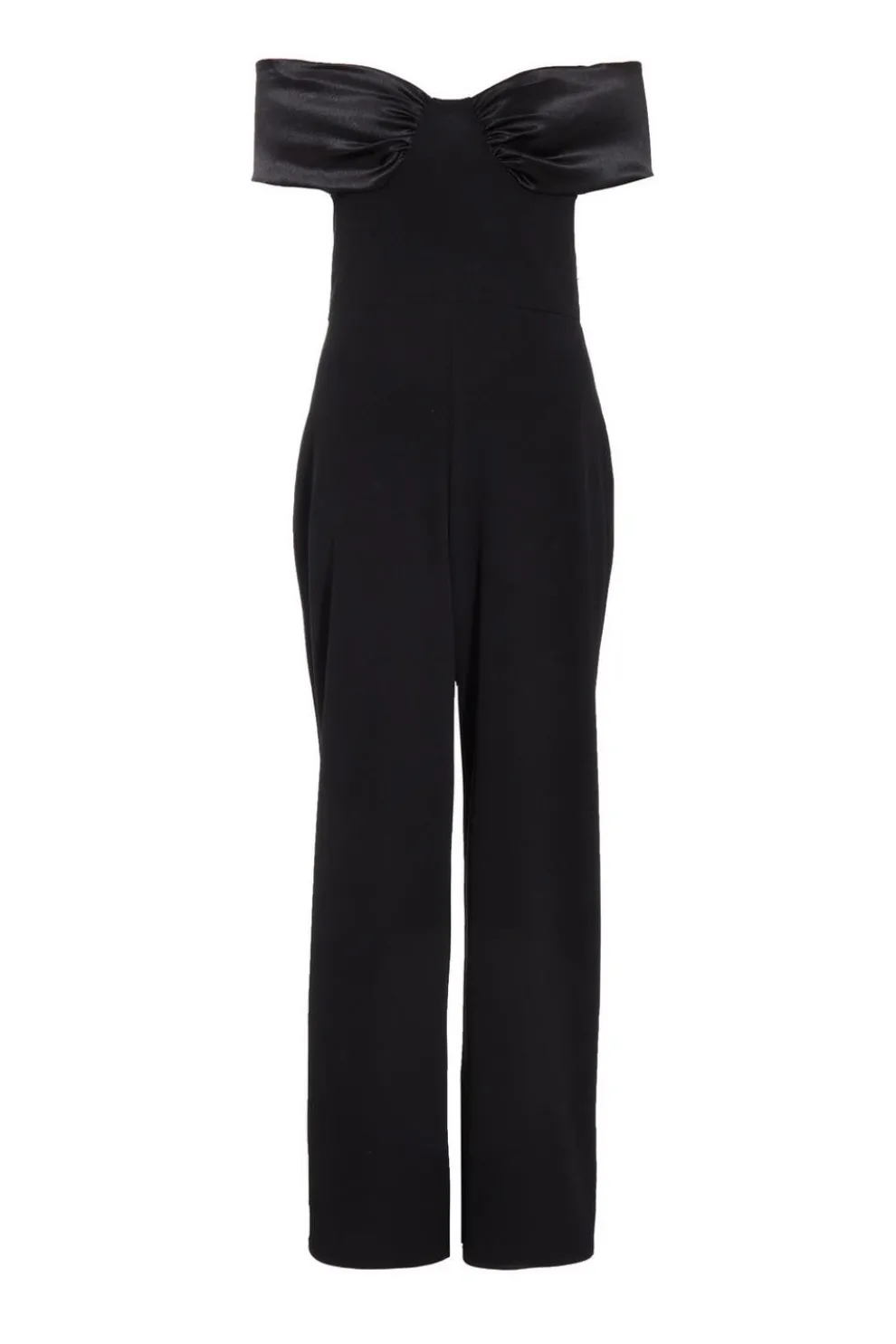 Black Bardot Satin Detail Jumpsuit