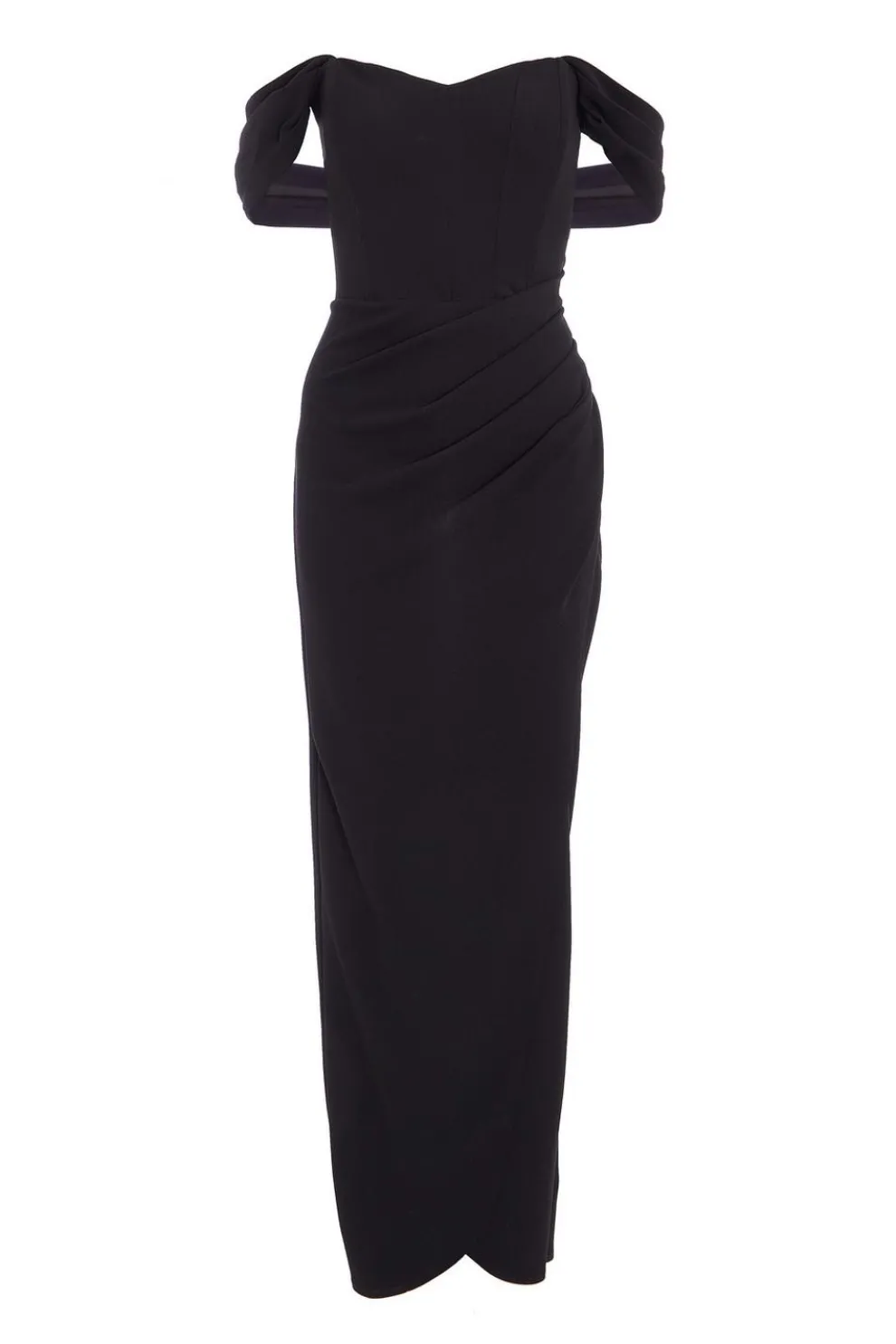 Black Bardot Wrap Maxi Dress