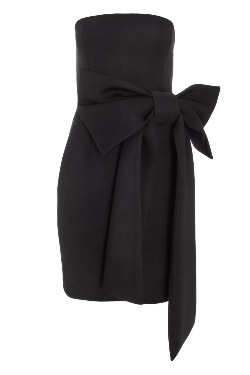 Black Bow Strapless Bodycon Dress