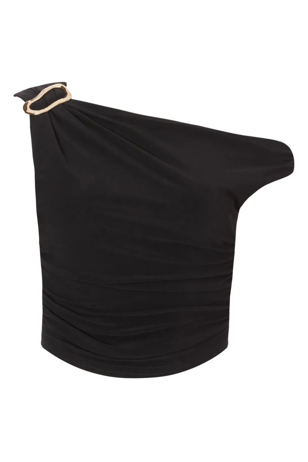 Black Buckle Drop Shoulder Top