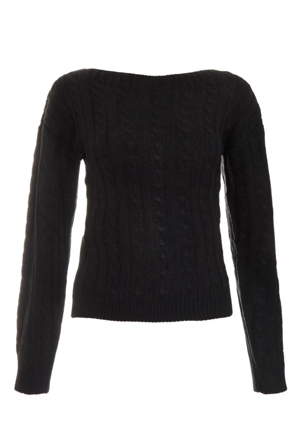 Black Cable Knit Crop Jumper