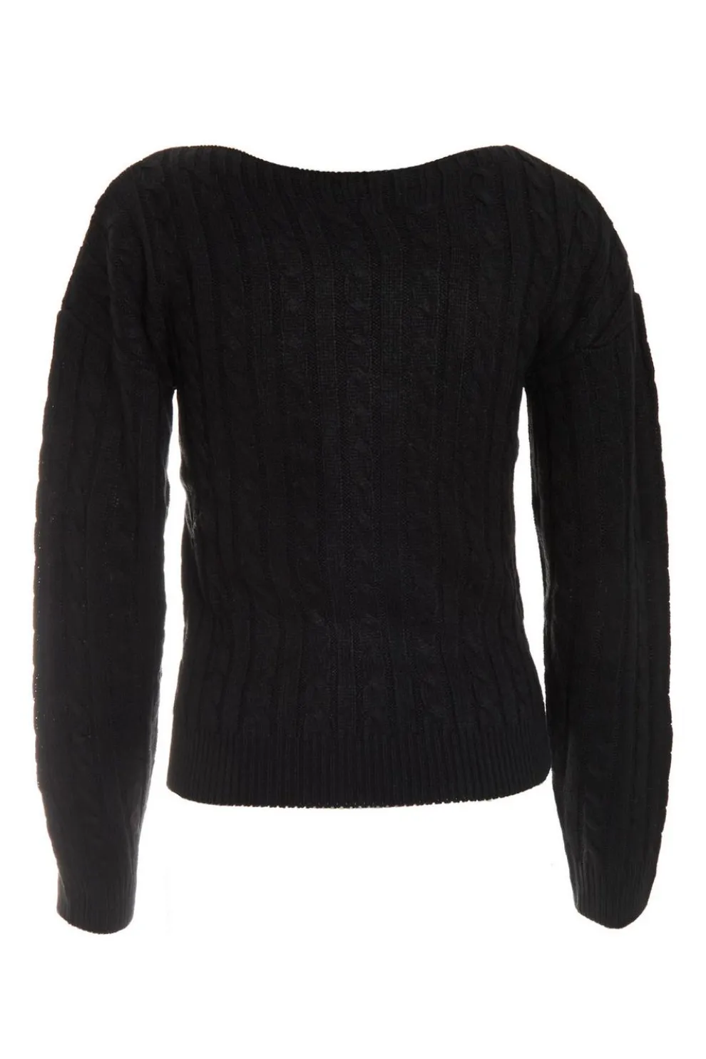 Black Cable Knit Crop Jumper