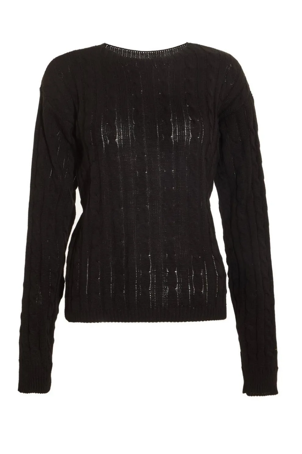 Black Cable Knit Crop Jumper