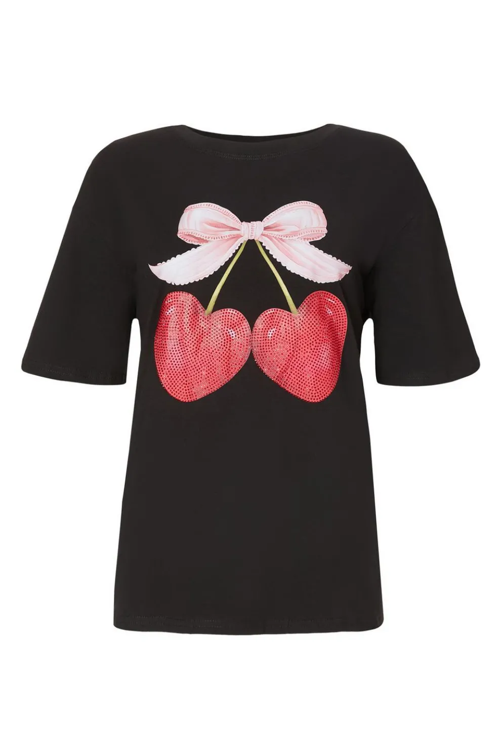 Black Cherry Print Boxy Top