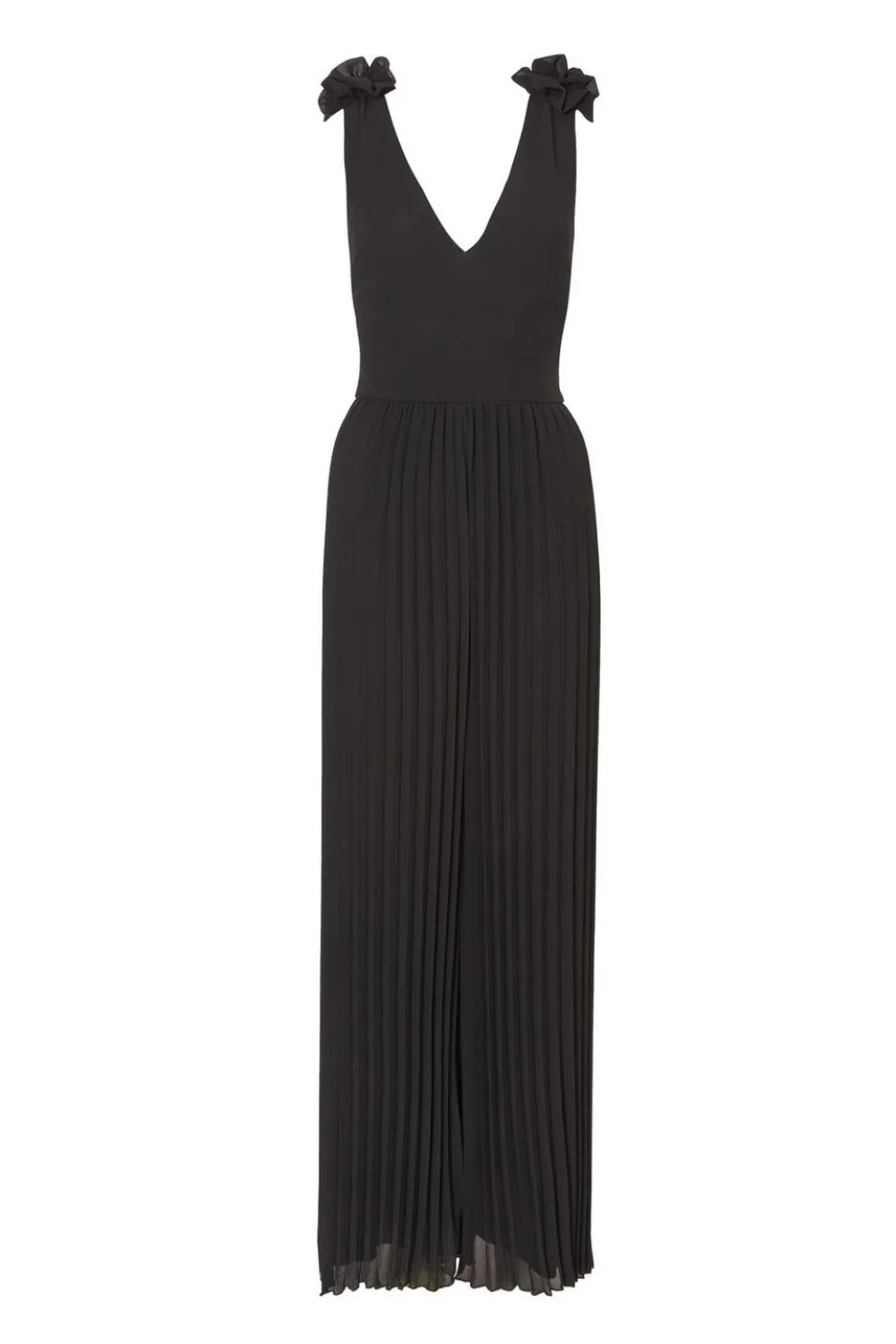 Black Chiffon Pleated Jumpsuit