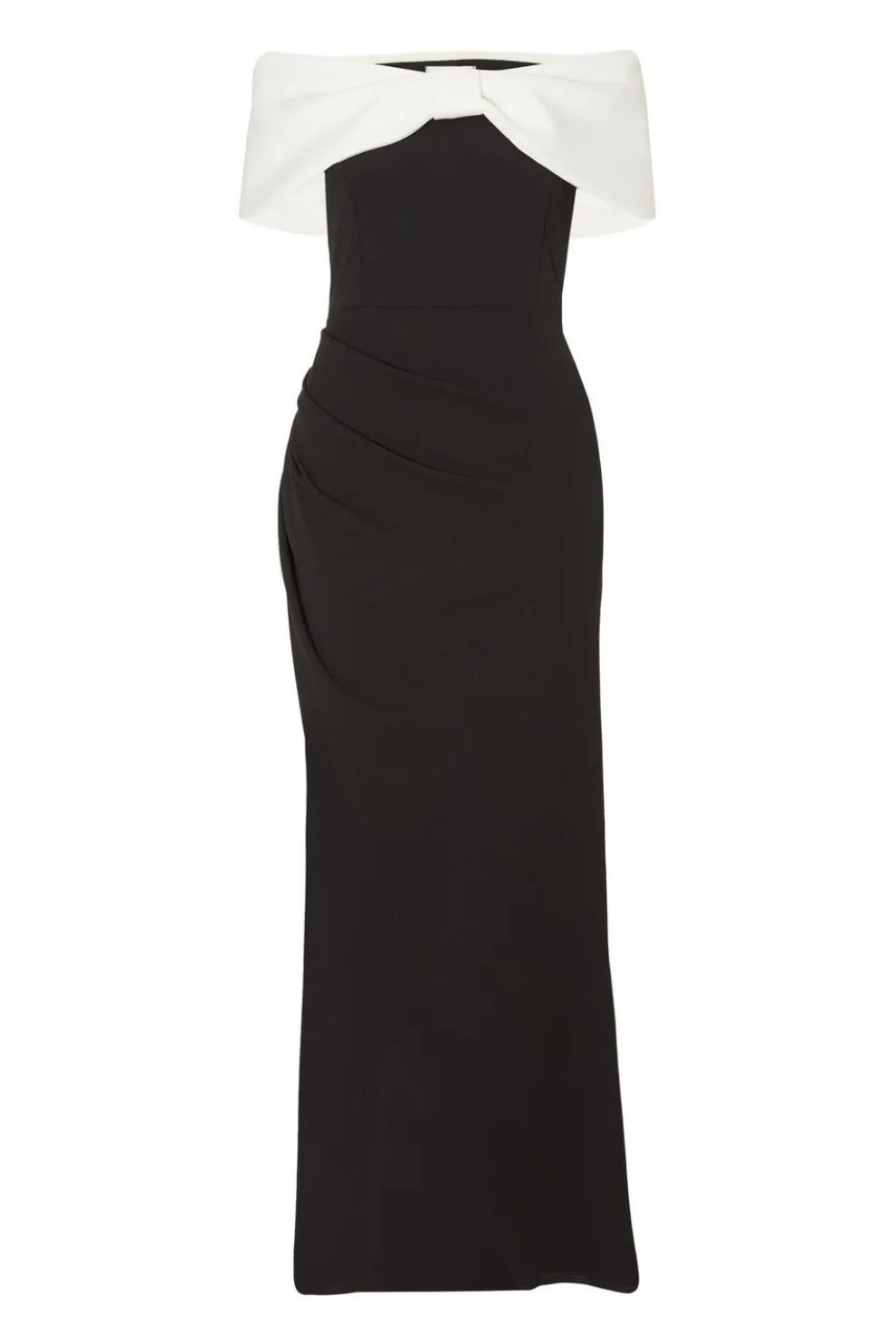 Black Contrast Bardot Maxi Dress