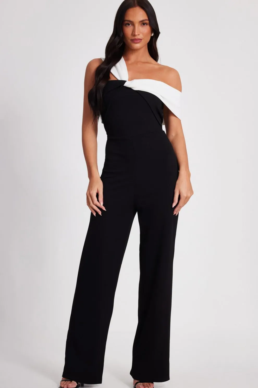 Black Contrast Bardot Jumpsuit