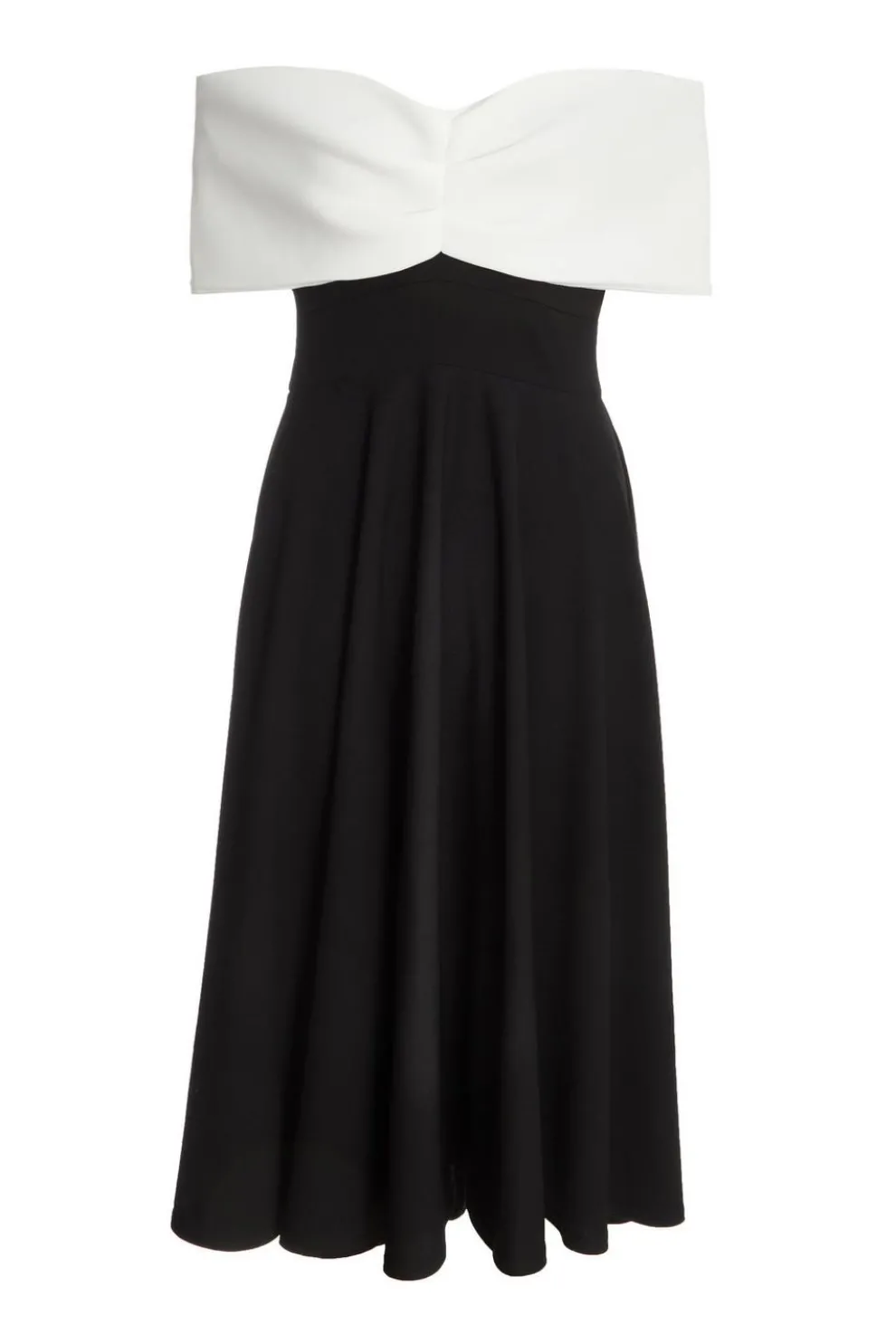 Black Contrast Skater Midi Dress