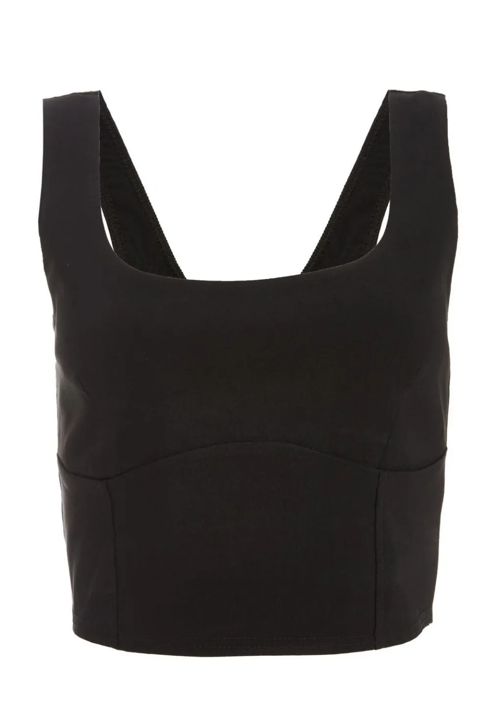 Black Corset Detail Crop Top