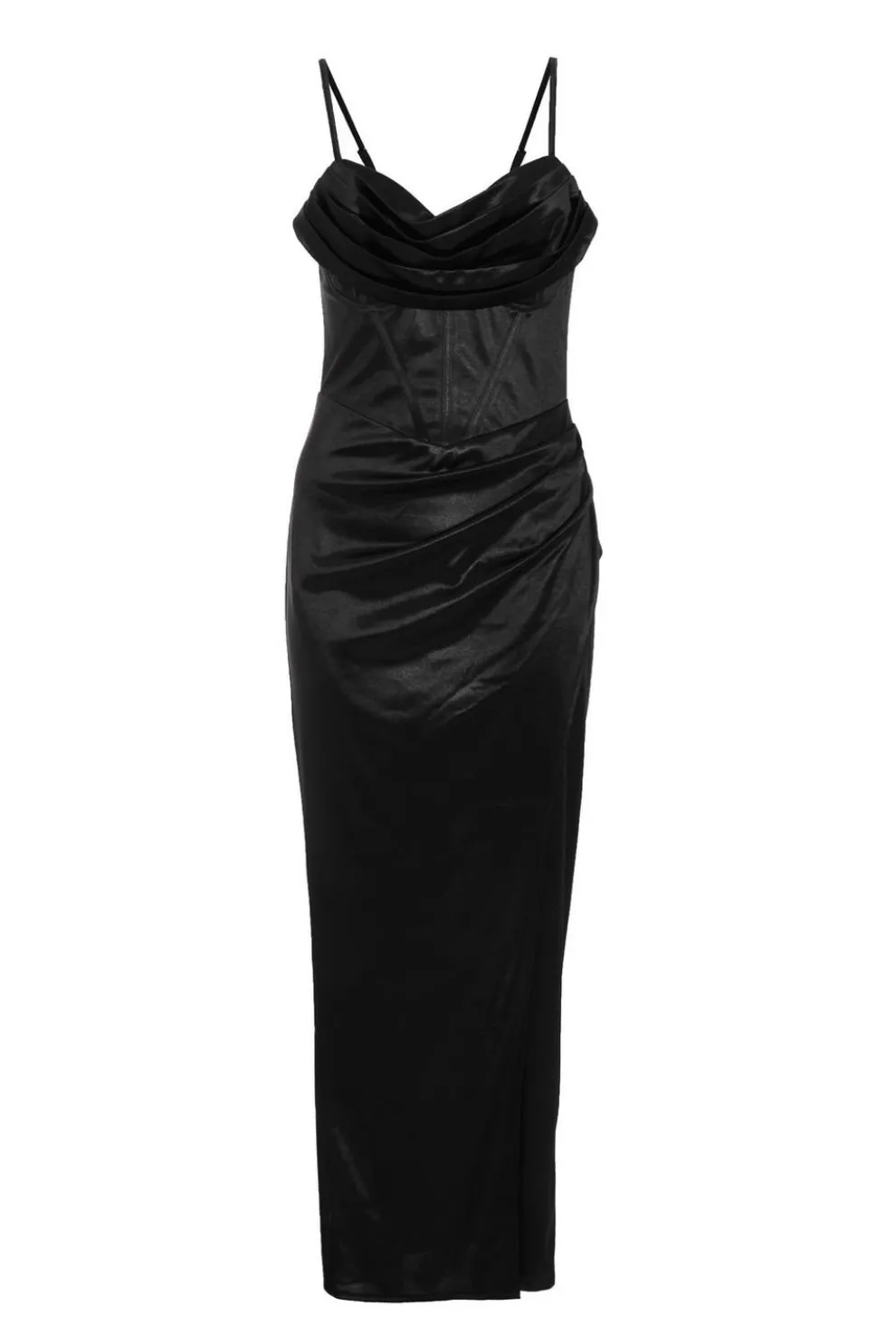 Black Cowl Neck Corset Dress