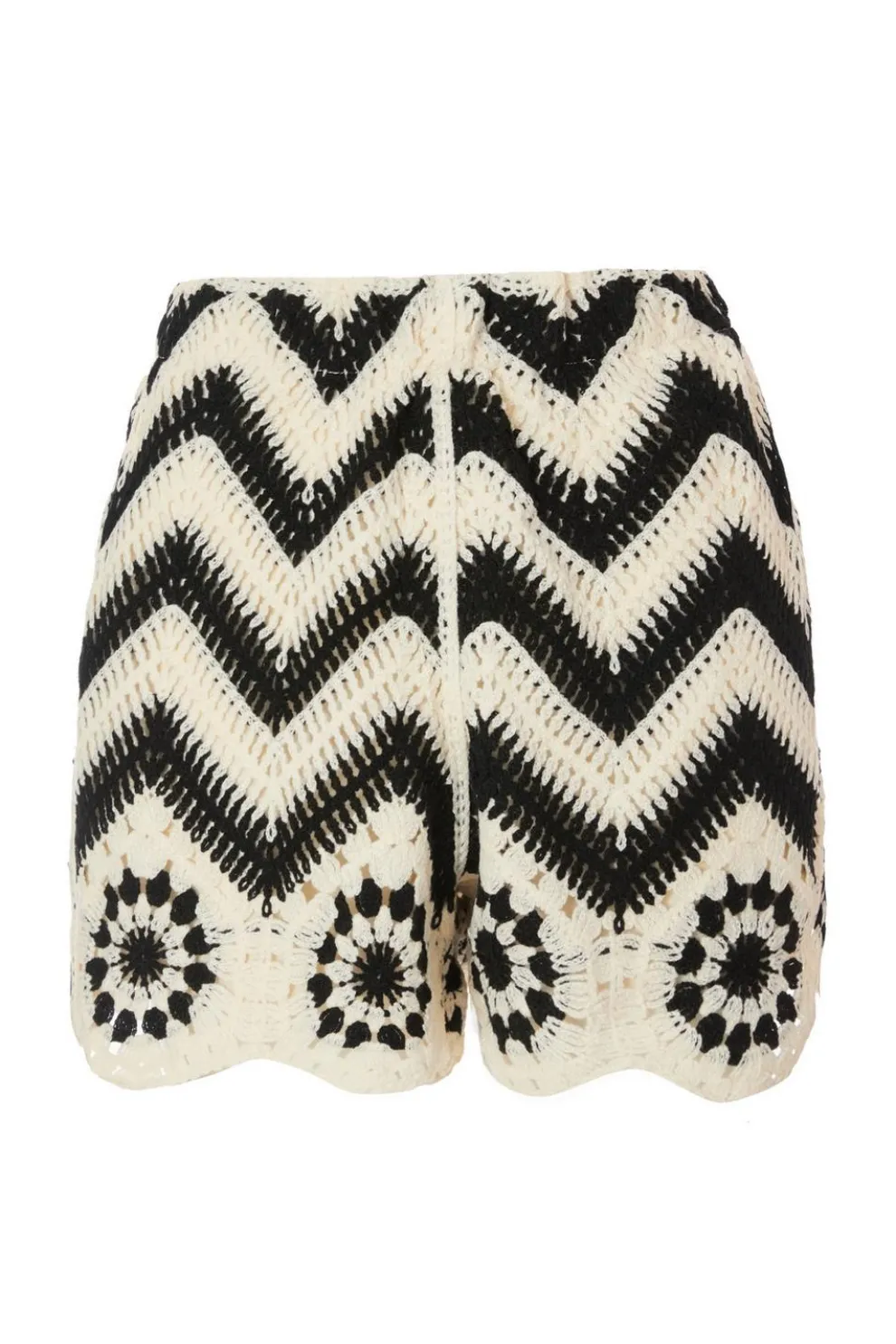 Black Crochet Scalloped Shorts