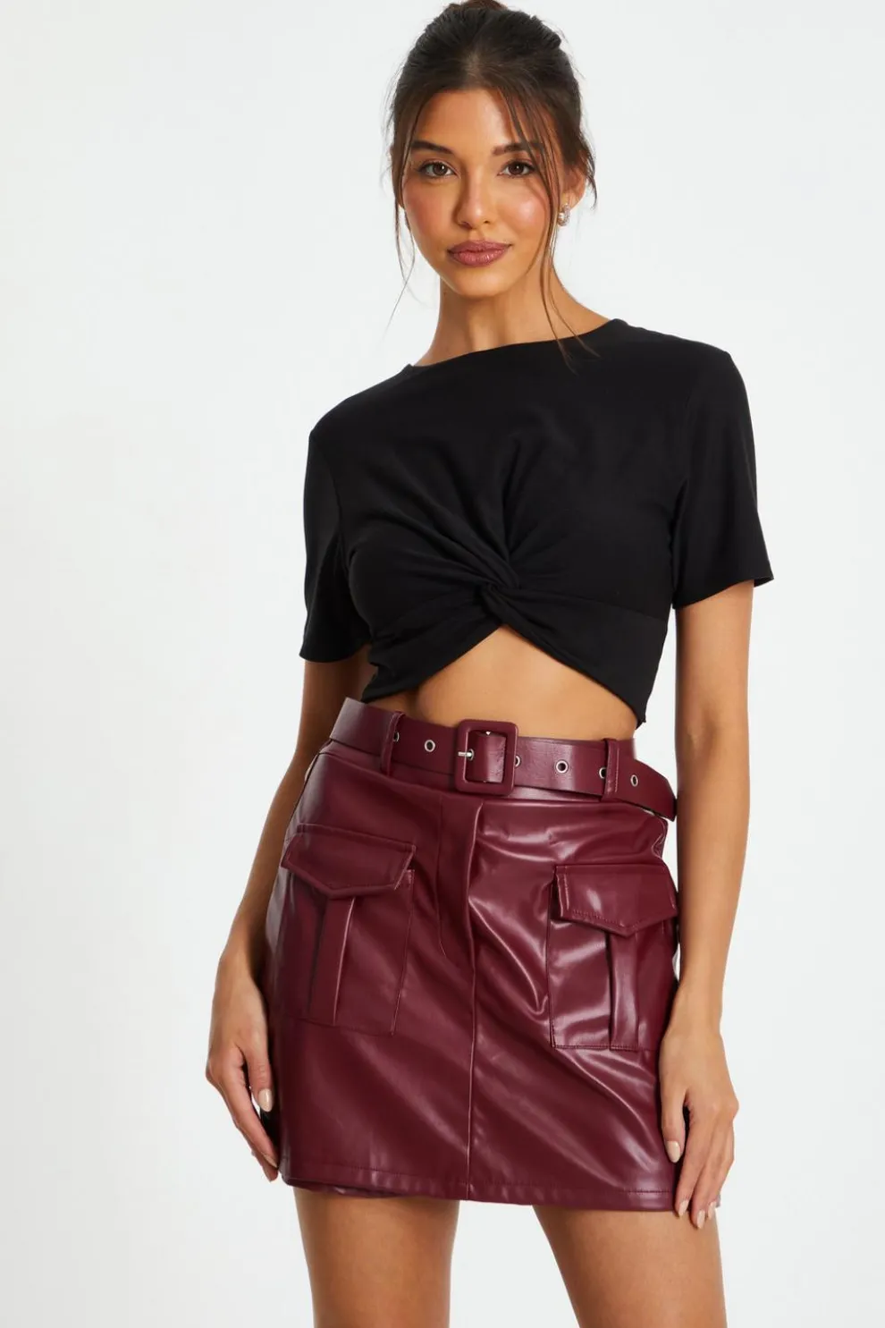Black Cross Front Crop Top