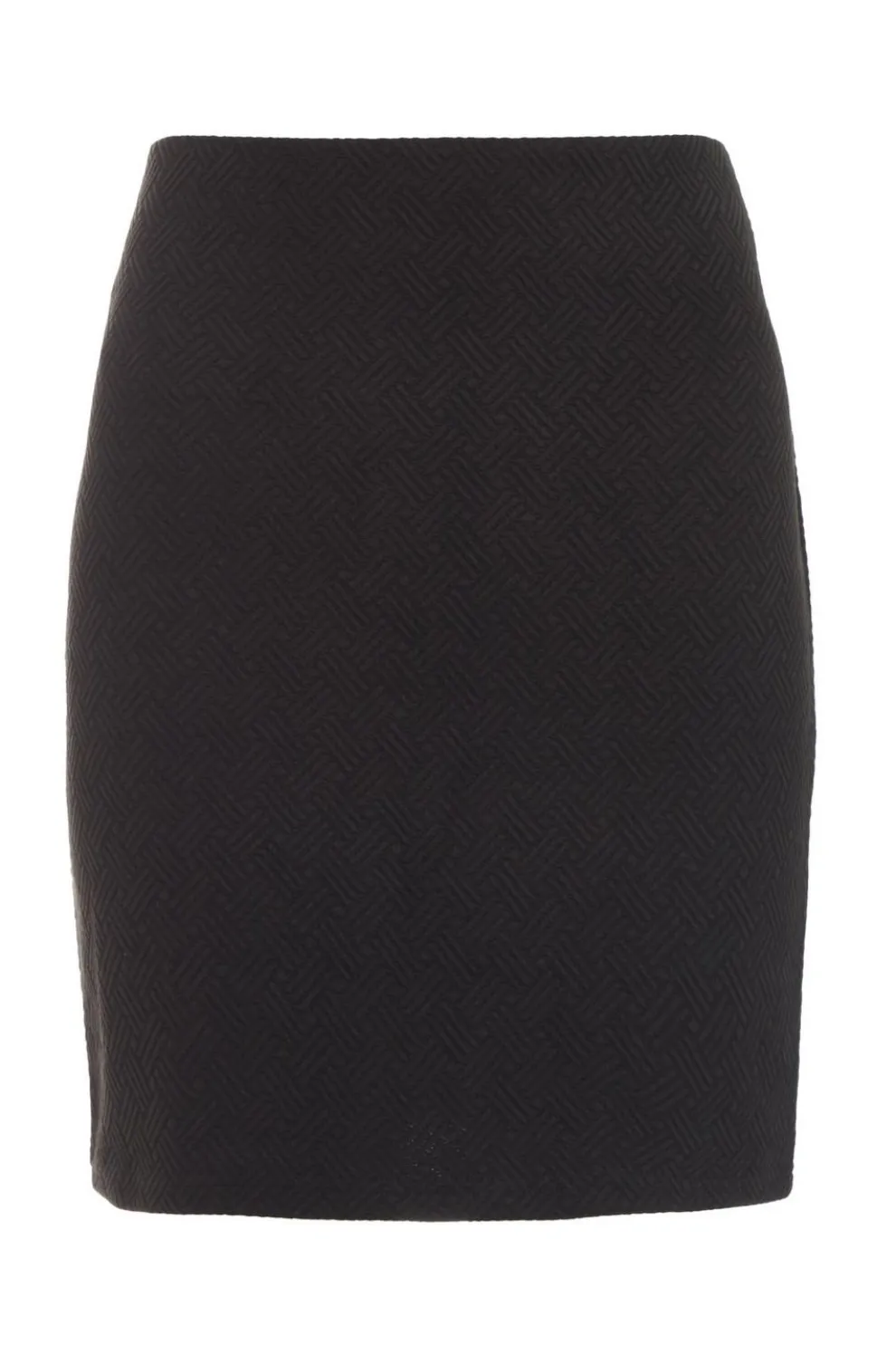 Black Crossover Textured Bodycon Mini Skirt
