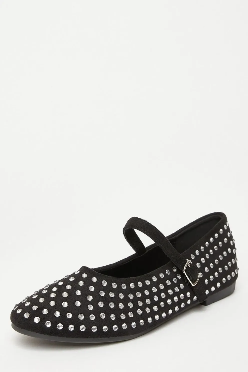 Black Diamante Ballet Pumps