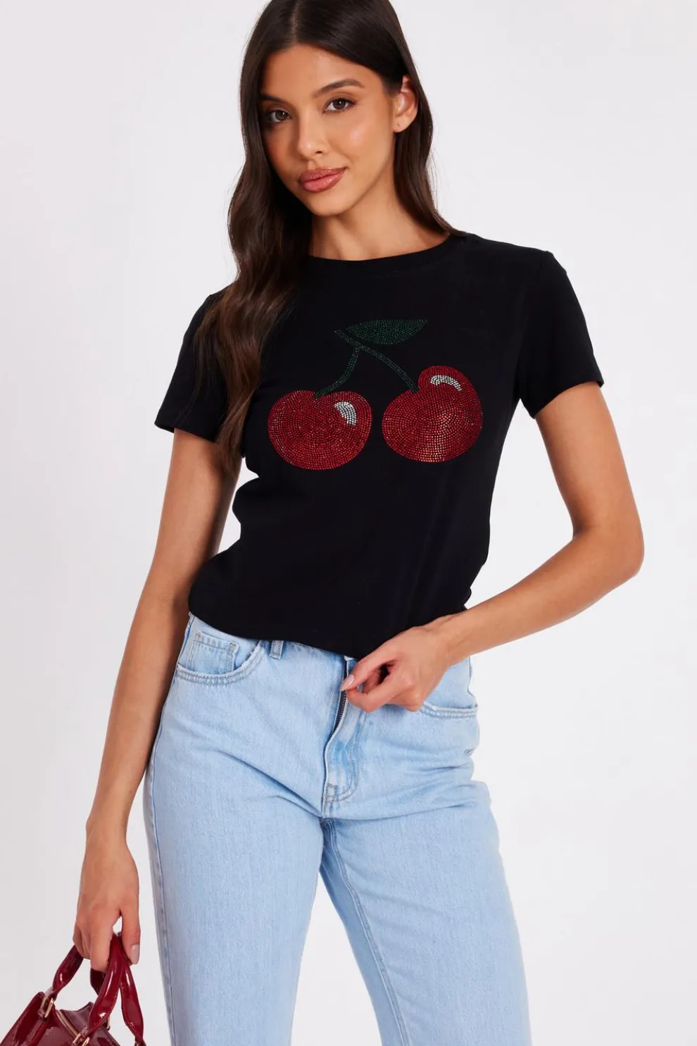 Black Diamante Cherry Top