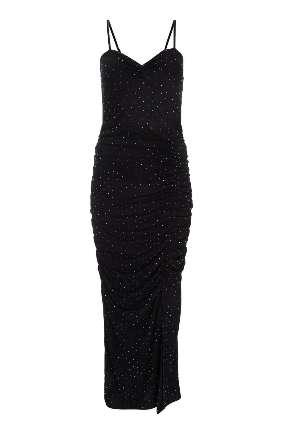 Black Diamante Knot Front Maxi Dress