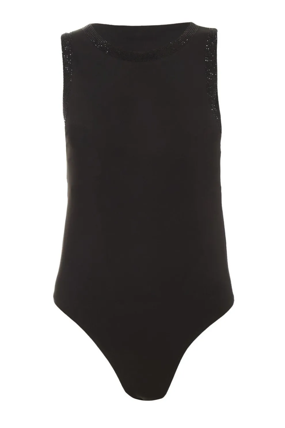 Black Diamante Trim Bodysuit