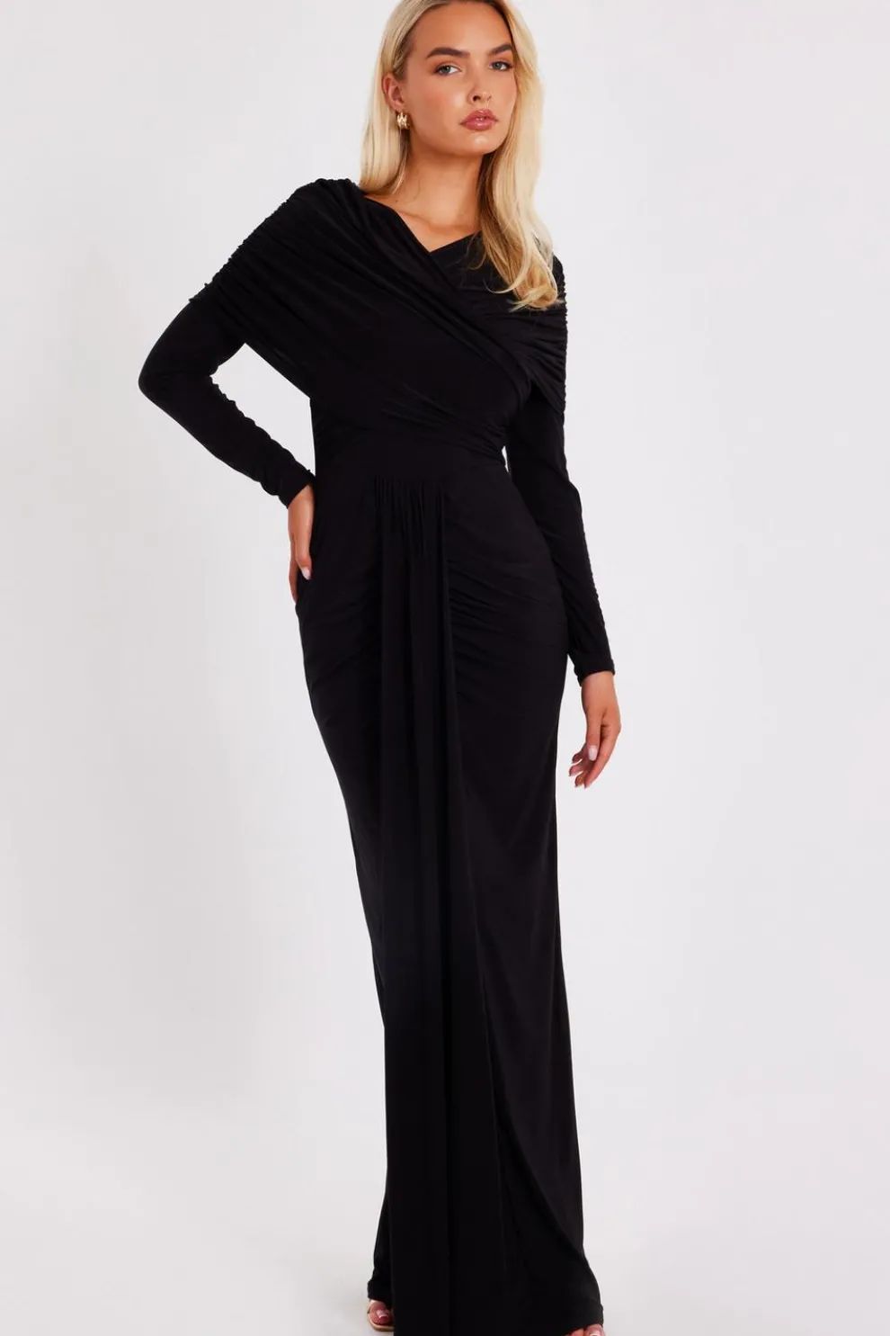 Black Draped Maxi Dress