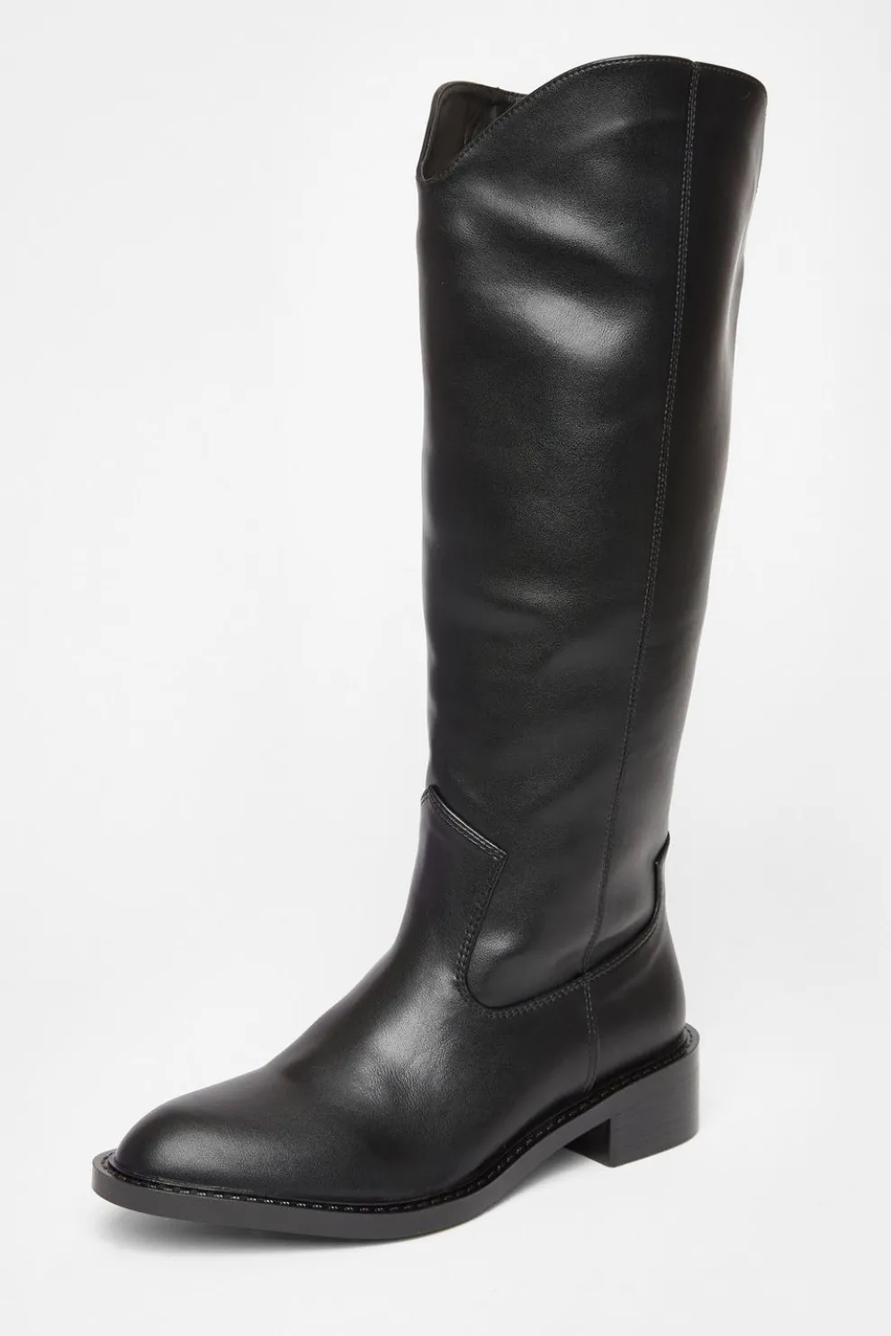 Black Faux Leather Riding Boots