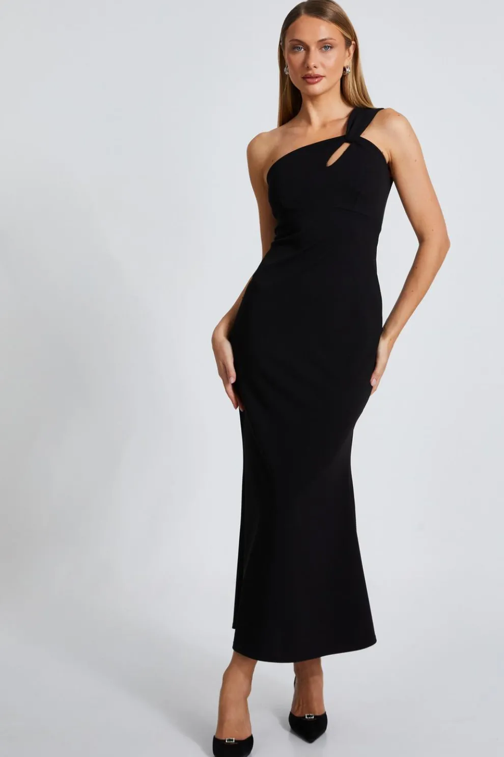 Black Fishtail Midaxi Dress