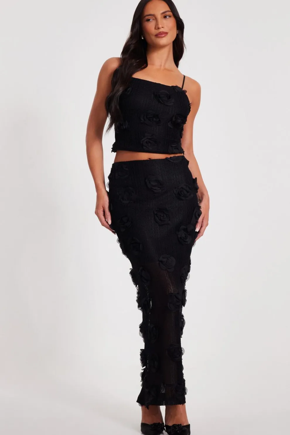Black Floral Maxi Skirt