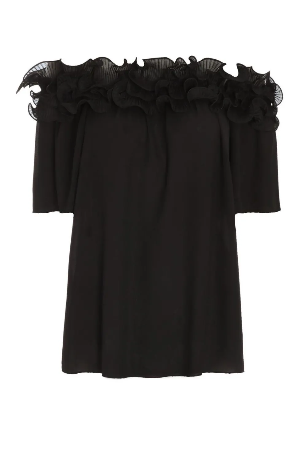 Black Frill Bardot Top