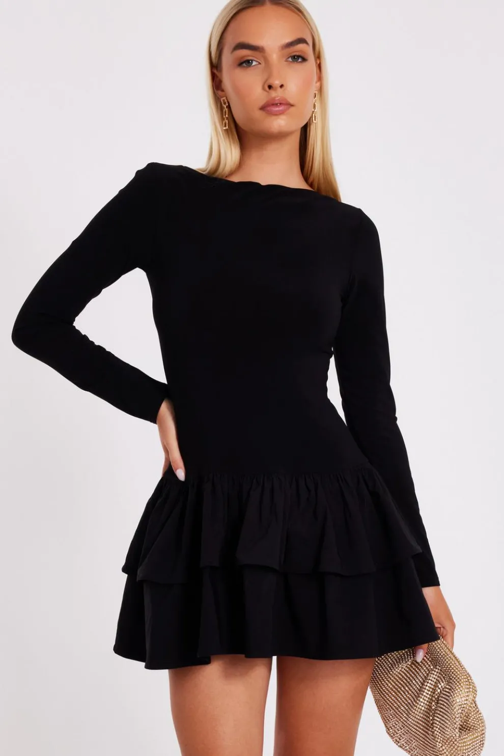 Black Frill Mini Dress