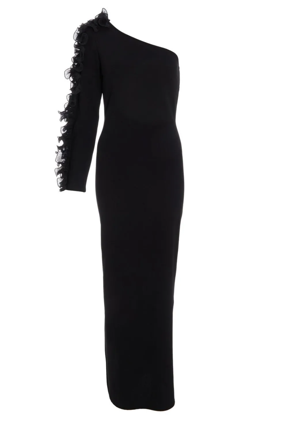 Black Frill One Shoulder Maxi Dress
