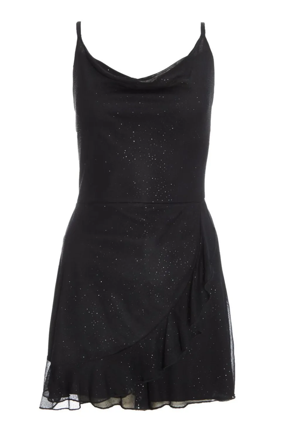 Black Glitter Mesh Skort Playsuit