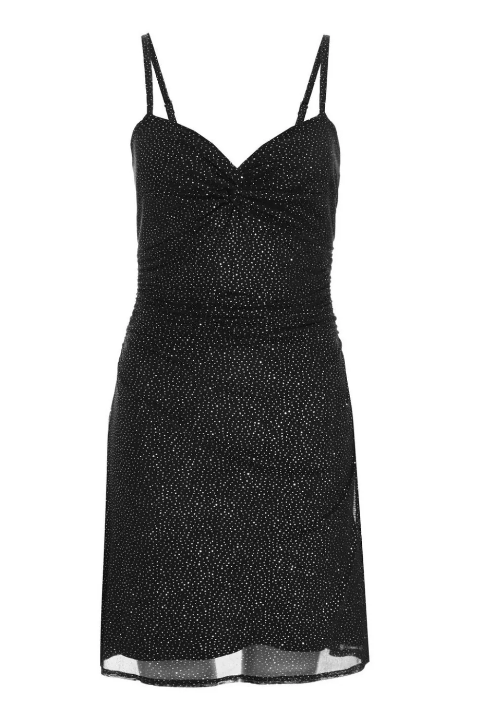 Black Glitter Mesh Mini Dress