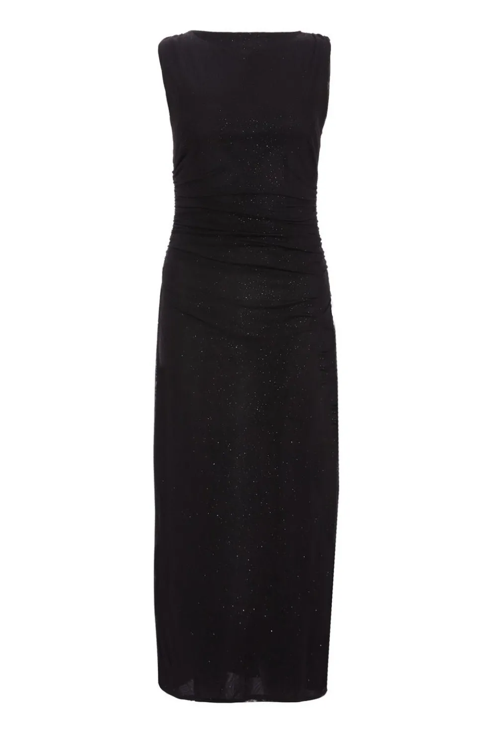 Black Glitter Mesh Midaxi Dress