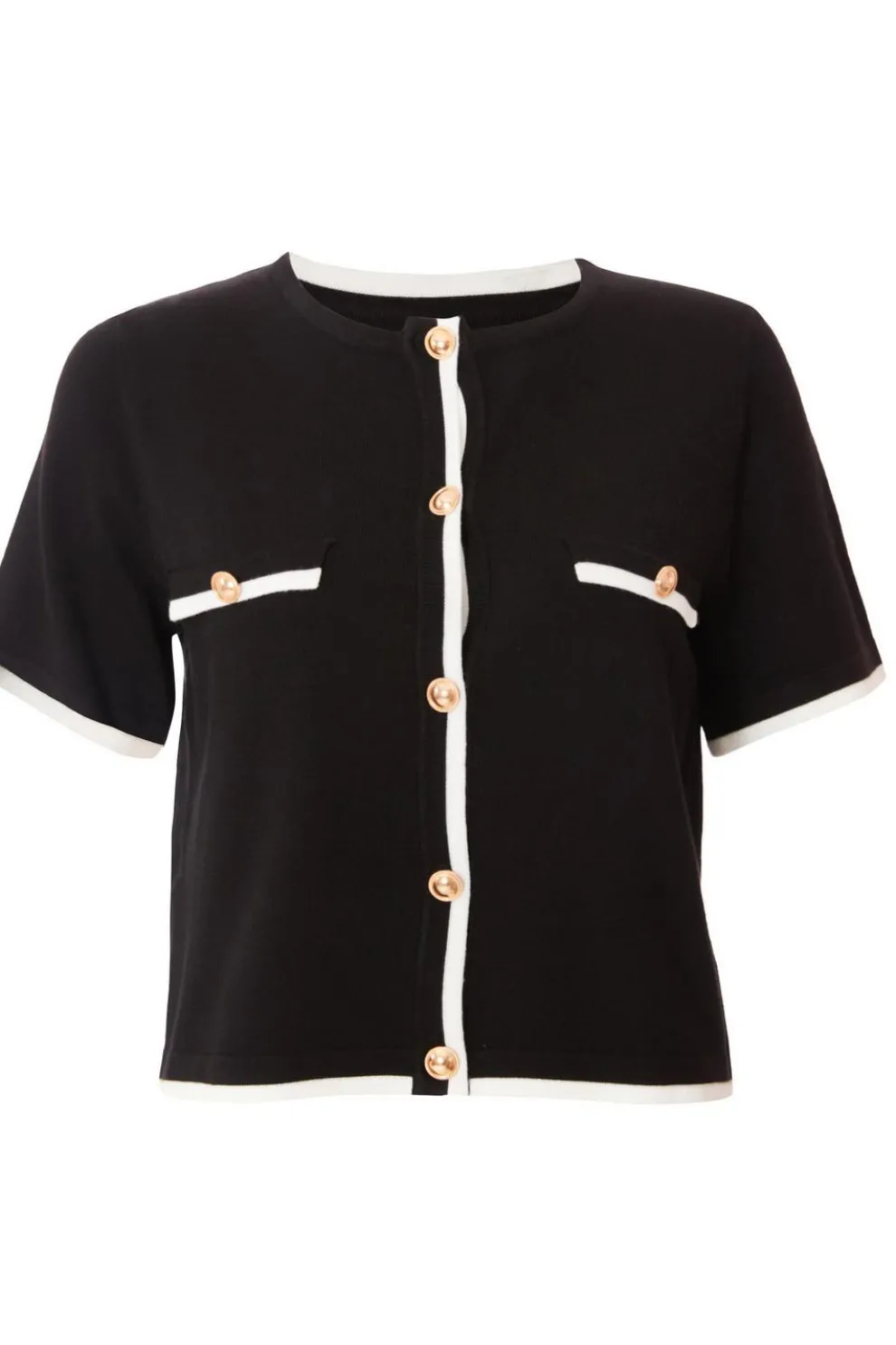 Black Knit Contrast Top