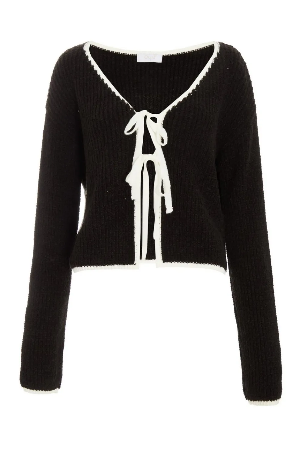 Black Knit Tie Front Cardigan