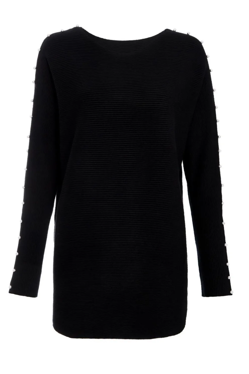 Black Knitted Beaded Batwing Jumper