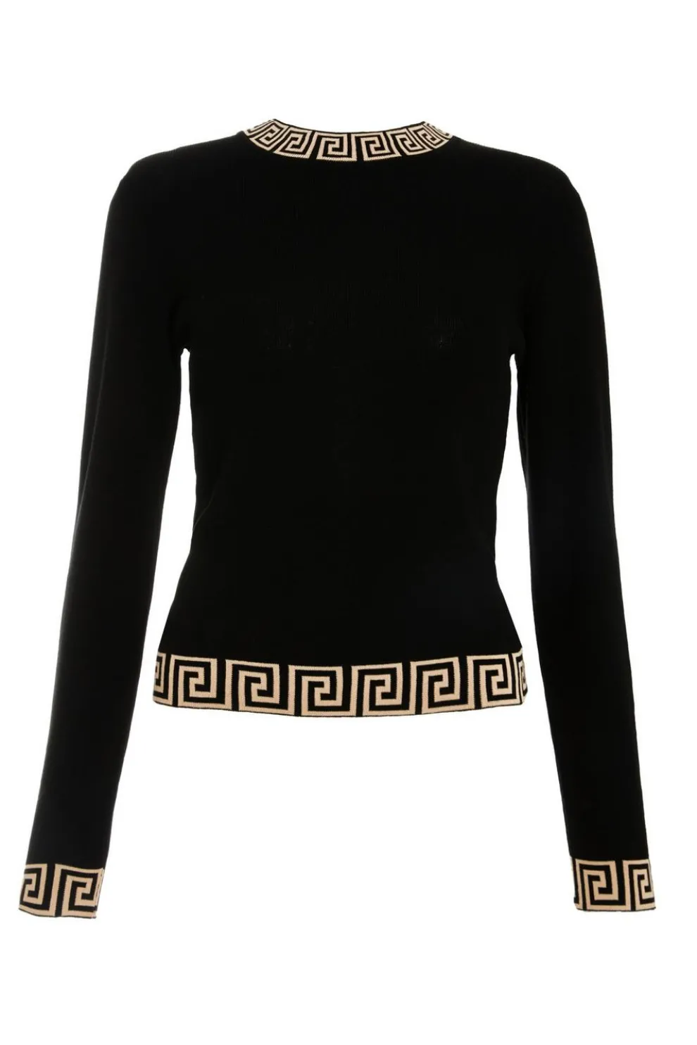 Black Knitted Geometric Trim Jumper