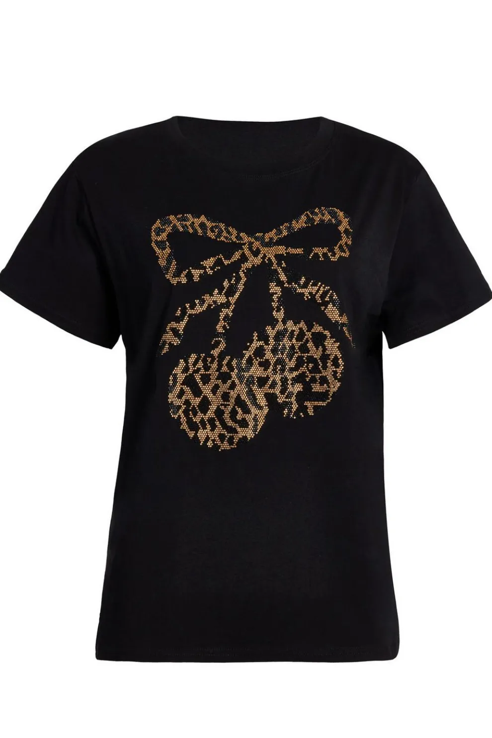 Black Leopard Print Cherry Top