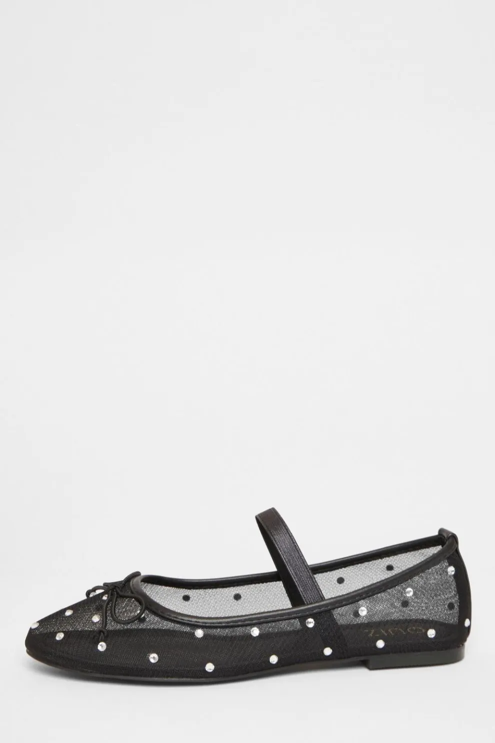 Black Mesh Diamante Bow Pumps