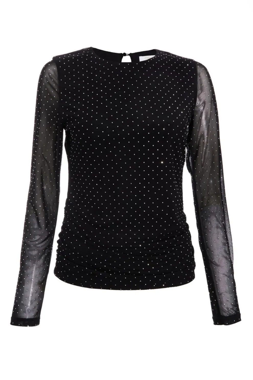 Black Mesh Stud Detail Top