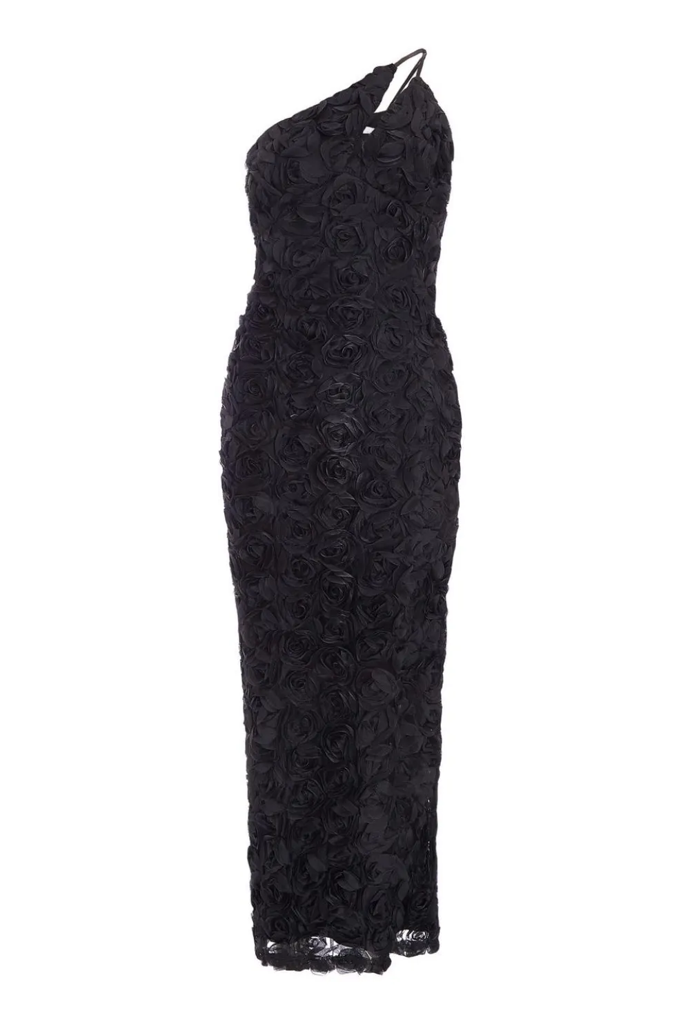 Black One Shoulder Floral Maxi Dress