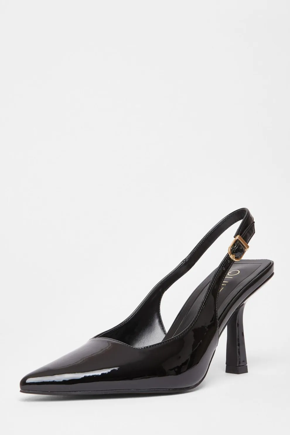 Black Patent Sling Back Court Heels
