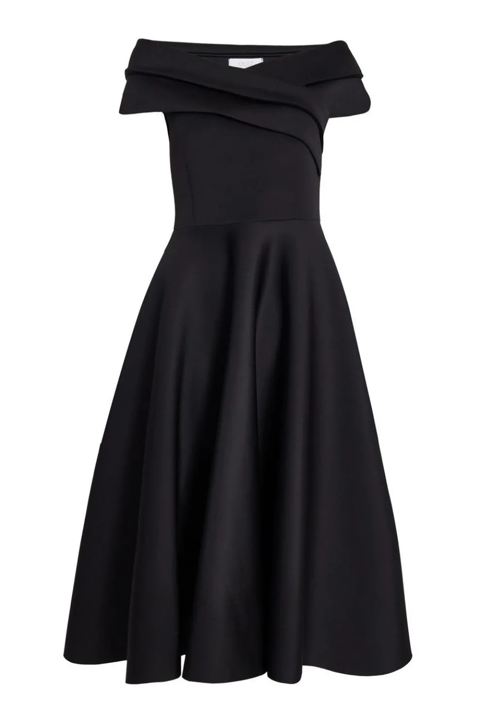 Black Pleated Bardot Midaxi Dress