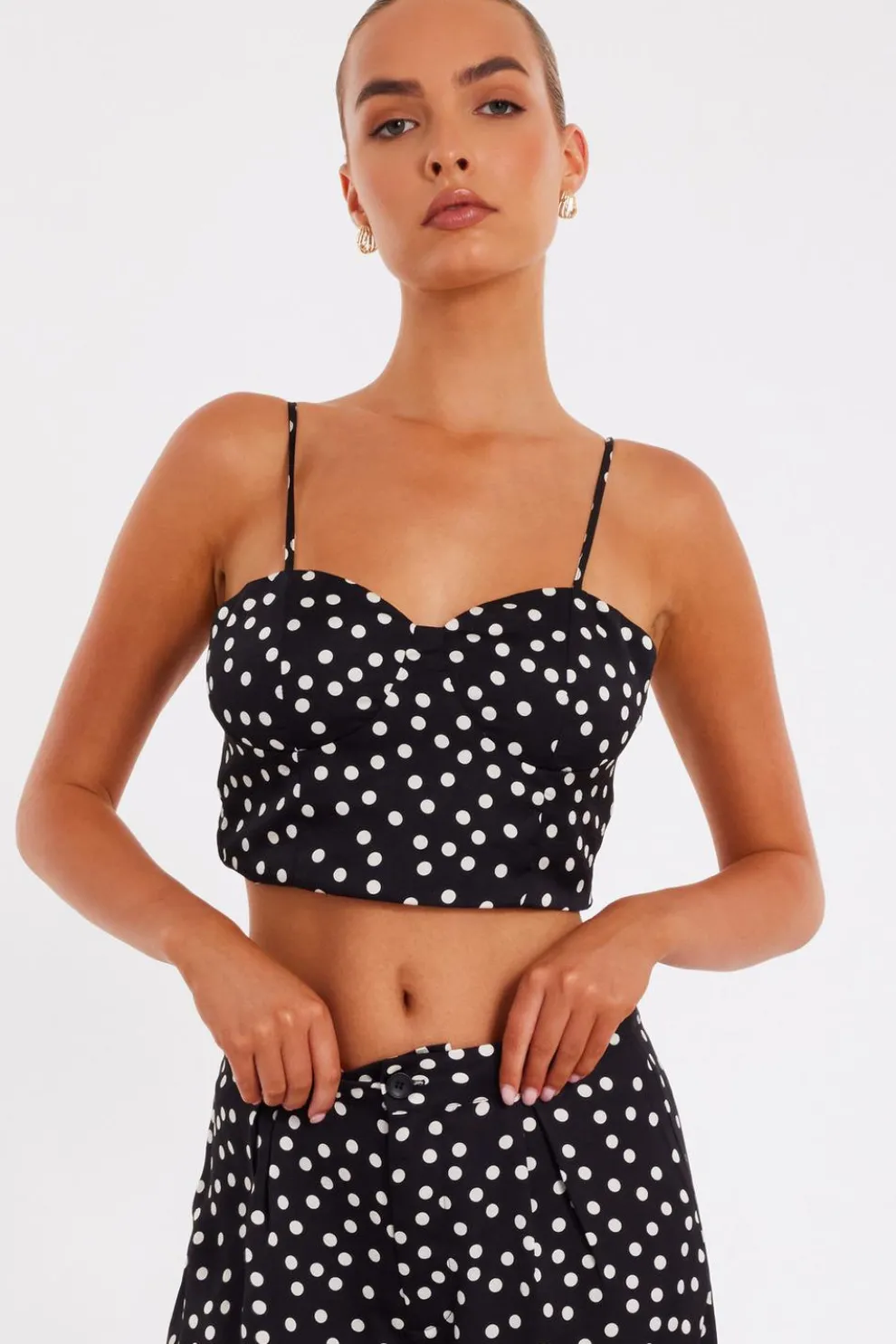 Black Polka Dot Crop Top